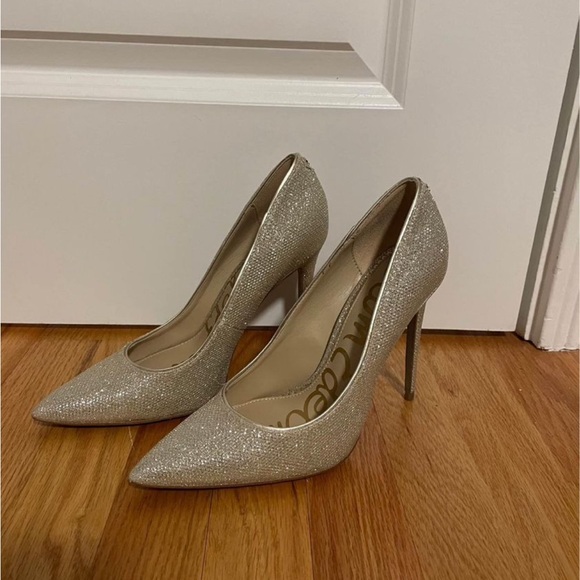 Sam Edelman Women's Glittery Silver Heels - Picture 1 of 2